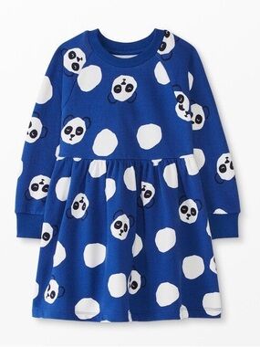 hanna andersson blue pills dot panda dress 2t